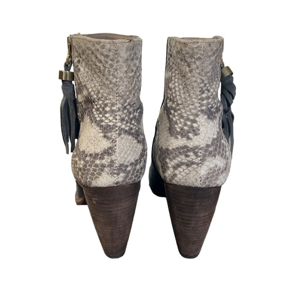 Alpe Women's Suede & Snakeskin Heeled Ankle Boots Size 39 / US 8 Gray Spain - Picture 3 of 10